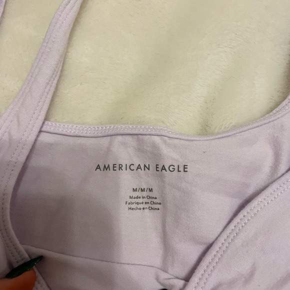 American Eagle Light Purple Ruched Cropped Tank Top - Picture 3 of 5